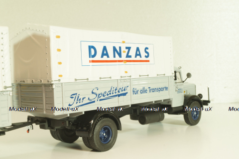 Bussing 8000 truck with trailer "Danzas" 1950 #1, grey, 06253, Schuco 1:43 