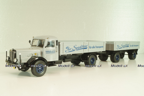 Bussing 8000 truck with trailer "Danzas" 1950 #1, grey, 06253, Schuco 1:43 