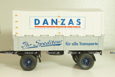 Bussing 8000 truck with trailer "Danzas" 1950 #2, grey, 06253, Schuco 1:43