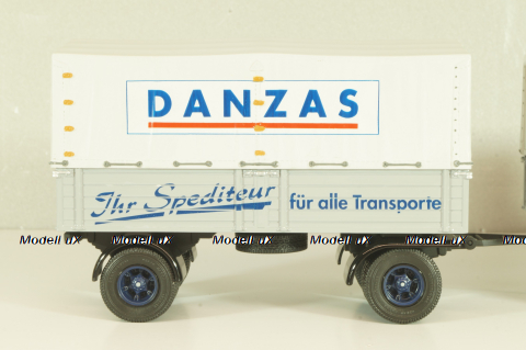 Bussing 8000 truck with trailer "Danzas" 1950 #2, grey, 06253, Schuco 1:43