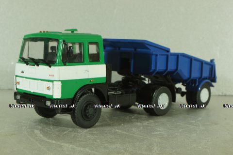 Маз-5432 с п/прицепом самосвалом Маз-5232В откидывающая кабина, зелений/синій, Deagostini + АвтоИстория 1:43