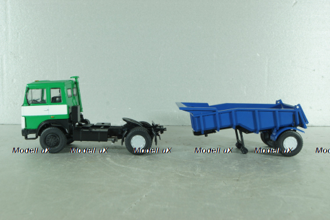 Маз-5432 с п/прицепом самосвалом Маз-5232В откидывающая кабина, зелений/синій, Deagostini + АвтоИстория 1:43