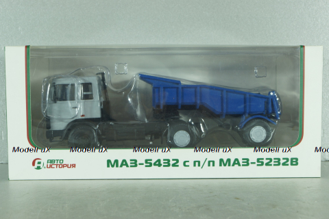 Маз-5432 с п/прицепом самосвалом Маз-5232В сірий/синій, АвтоИстория 1:43