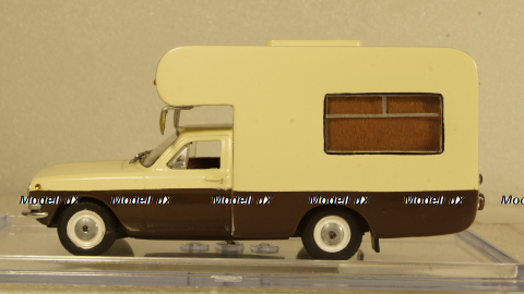 Газ-24 "Скалдиа-Волга" кемпер, бело/коричневый, Алник43 1:43