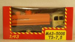 Маз-500А Бензовоз, бежевый/оранжевый, Алник43 1:43