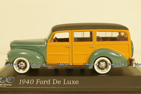 Ford De Luxe 1940, green/wood, 100 years Ford Motor Company, Minichamps 1:43