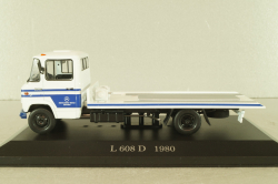 Mercedes L 608 D (W309) tow truck 1980, white/blue, MBOMS076, Altaya, Mercedes-Benz Offizielle Modell Sammlung #76, 1:43
