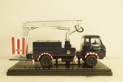 Saviem SG4 R35 EDF Truck Grane GRU Elevatore, blue, 1969, Hachette 1:43