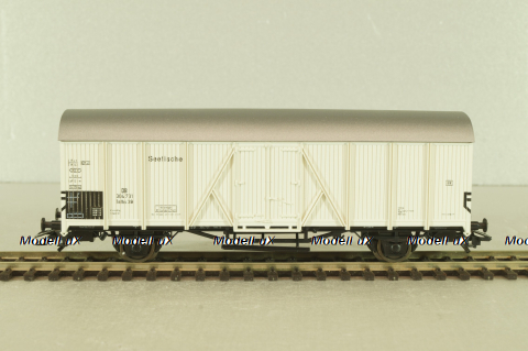 Вагон рефрижератор для морской рыбы, крытый грузовой (холодильник), 2-х осный DB, белый, HO, 46235, Roco 1:87