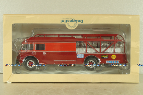 Fiat 642 RN2 Bartoletti racing car transporter 1957, red, Camion D'epoca #76, 1:43