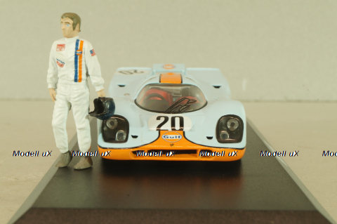Porsche 917K Gulf #20 with figuren Steve McQueen, blue, McQueen Collection, 86435, Greenlight 1:43