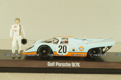 Porsche 917K Gulf #20 with figuren Steve McQueen, blue, McQueen Collection, 86435, Greenlight 1:43