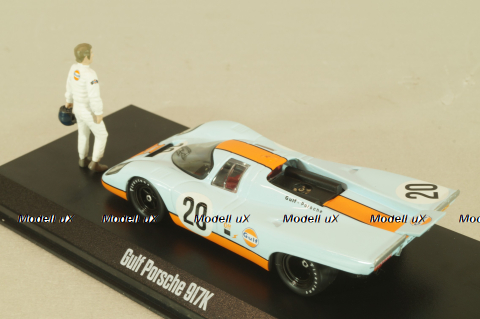 Porsche 917K Gulf #20 with figuren Steve McQueen, blue, McQueen Collection, 86435, Greenlight 1:43