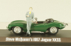 Jaguar XKSS 1957 with figuren Steve McQueen, green, McQueen Collection, 86434, Greenlight 1:43