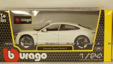 Porsche Taycan Turbo S, white, Burago 1:24