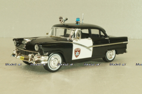 Ford Fairlane Town Sedan,  Police Detroit 1956, black/white, Полицейские Машины Мира №1, 1:43