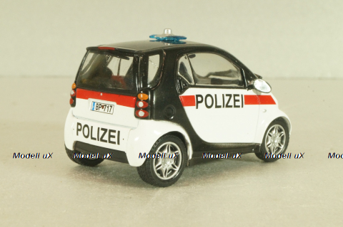 SMART Fortwo, Police Austria 1998, white/black, Полицейские Машины Мира №45, 1:43