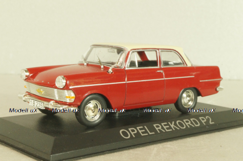 Opel Rekord P2 1961, red/white roof, Masini de Legenda №55, Deagostini 1:43