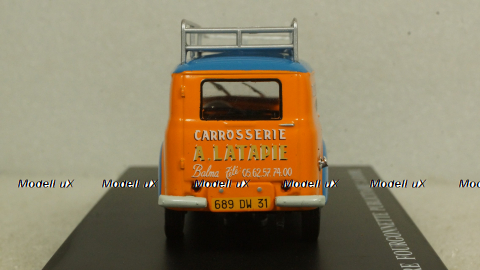 Renault Juvaquatre Advertising Van Latapie orange / blue, Hachette 1:43