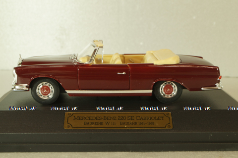 Mercedes-Benz 220 SE Cabriolet (W111) 1965, dark red, 4311, Faller 1:43