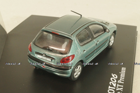 Peugeot 206 XT Berline 1998, green metallic, 472602, Norev 1:43