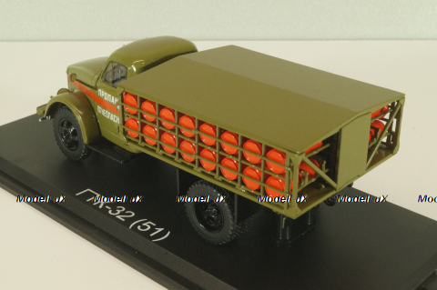 ГТК-32 а/м для перевозки газовых балонов на шасси Газ-51 1969, хаки, SSM1628, SSM 1:43