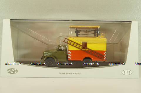 ТВ-3 телескопическая вышка на шасси Газ-51А 1960, зеленый/желтый/красный, SSM1627, SSM 1:43