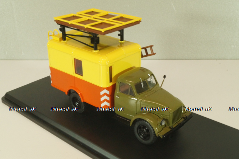 ТВ-3 телескопическая вышка на шасси Газ-51А 1960, зеленый/желтый/красный, SSM1627, SSM 1:43