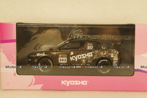 Mitsubishi Lancer X Kyosho Alicemotors #505 Test Car, black/white 2011,  kyo3495T, Kyosho 1:43