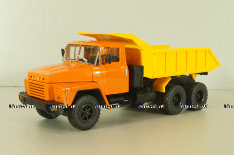 Краз-251Б самосвал 1970, оранжевый/желтый, Легендарные Грузовики СССР №58, Modimio 1:43