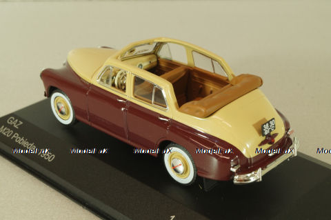 Газ-М20 Победа кабриолет 1947, бежевый/бордовый, WB217, WhiteBox 1:43