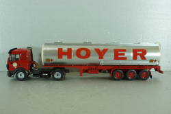 Mercedes-Benz SK 1844 with trailer Hoyer 1994, red/silver, TTR001, IXO 1:43