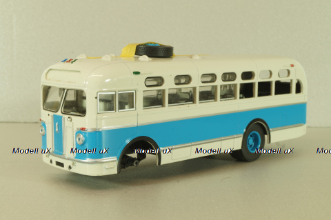 Зис-155 автобус, белый/синий, Наши Автобусы №19, Modimio 1:43 На Запчасти!