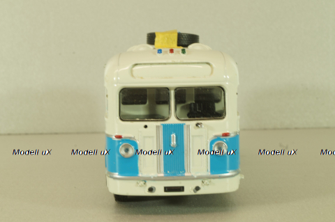 Зис-155 автобус, белый/синий, Наши Автобусы №19, Modimio 1:43 На Запчасти!