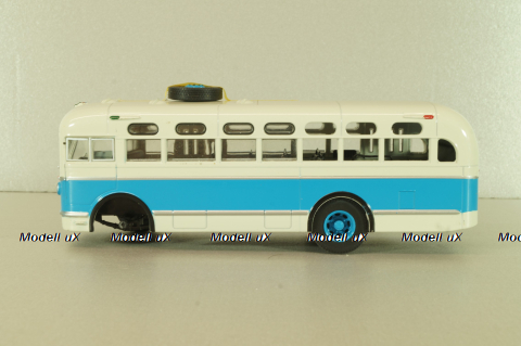 Зис-155 автобус, белый/синий, Наши Автобусы №19, Modimio 1:43 На Запчасти!