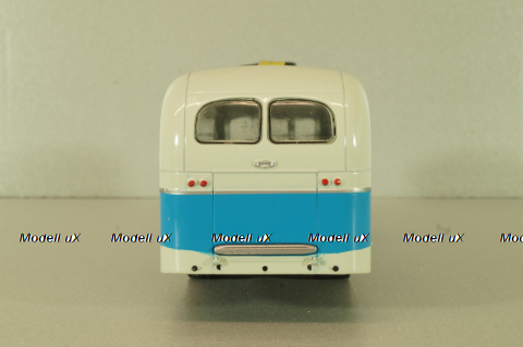 Зис-155 автобус, белый/синий, Наши Автобусы №19, Modimio 1:43 На Запчасти!
