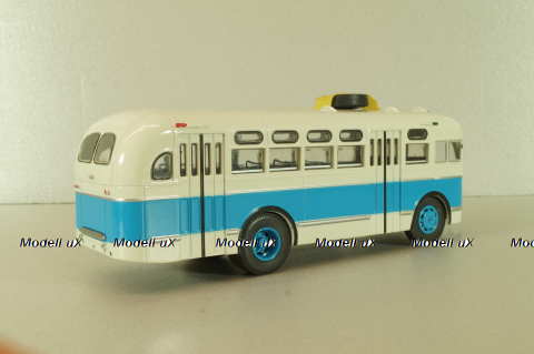 Зис-155 автобус, белый/синий, Наши Автобусы №19, Modimio 1:43 На Запчасти!