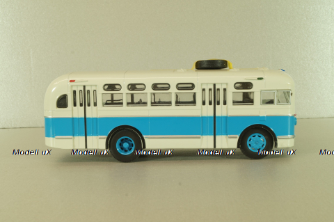 Зис-155 автобус, белый/синий, Наши Автобусы №19, Modimio 1:43 На Запчасти!
