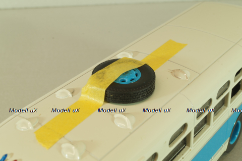 Зис-155 автобус, белый/синий, Наши Автобусы №19, Modimio 1:43 На Запчасти!