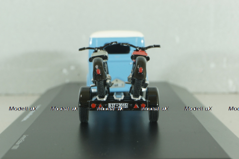 DKW Schnellaster Typ 30  with trailer and 2 motorrad 1955, blue, 450745600, Schuco 1:43