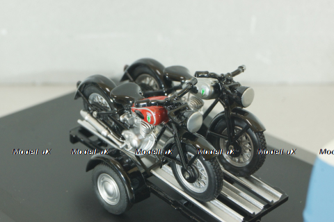 DKW Schnellaster Typ 30  with trailer and 2 motorrad 1955, blue, 450745600, Schuco 1:43