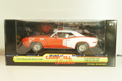 Plymouth Hemi Cuda 1971, Red/white, 291164P, ERTL 1:18