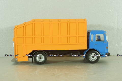 Saviem SM 10 garbage truck 1975, blue/orange, Altaya 1:43 