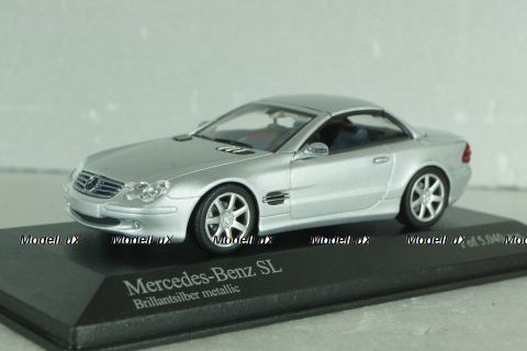 Mercedes-Benz SL 500 (R230) with operation roof 2001, silver, 400032030, Minichamps 1:43