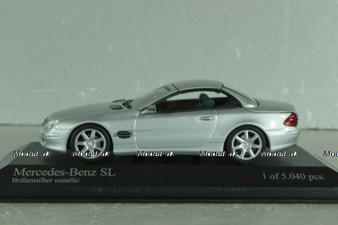 Mercedes-Benz SL 500 (R230) with operation roof 2001, silver, 400032030, Minichamps 1:43