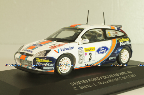 Ford Focus RS WRC #3 Rally Monte Carlo 2001, Sainz/Moya, SKM188, Skid 1:43 Уценка!