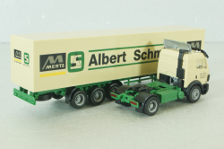 Mercedes SK 1735 LS tractor with semi-trailer "Albert Schmid" 1992, beige, 22973, Herpa 1:87