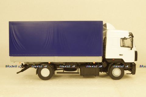МАЗ-5340 бортовой с тентом, белый/синий, 101180, АвтоИстория 1:43