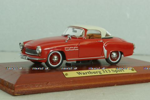 Wartburg 313 Sport 1957, red/white, Atlas, DDR-Auto Kollektion #21  1:43