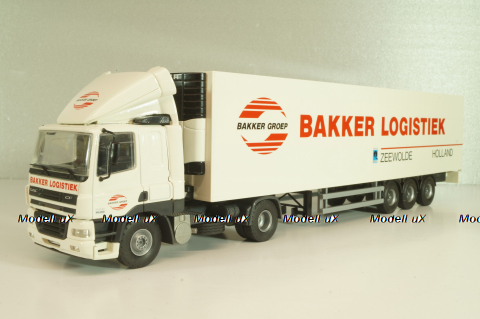 DAF 85 CF tractor with semi trailer "Bakker Logistiek" 2004, white, 53537, Tekno 1:50